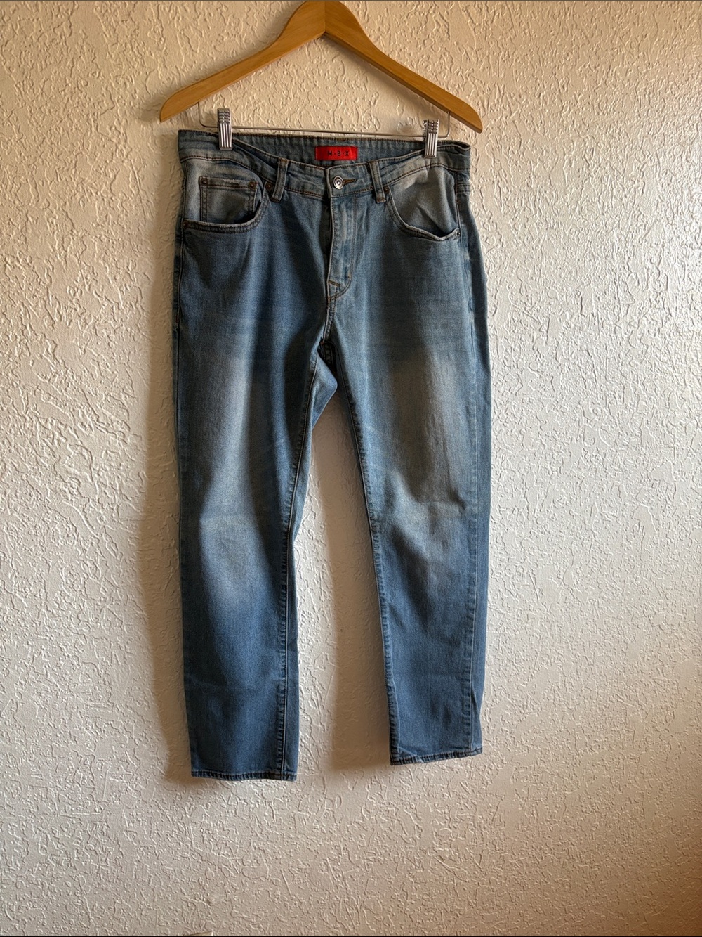 Slim Straight Men's Denim Jeans in Light Blue - Casual Everyday Style